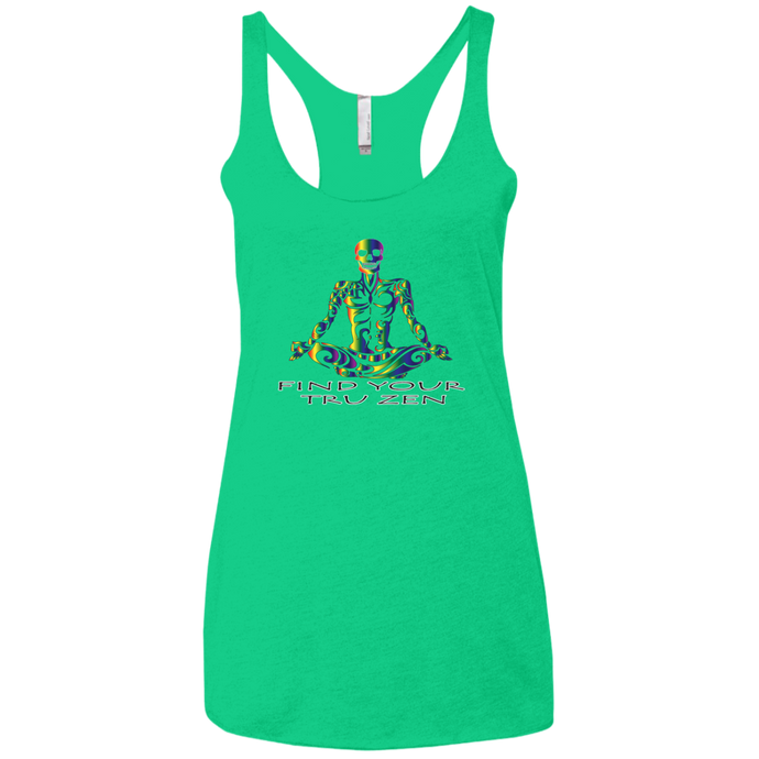 Find Your Tru Zen Rainbow Skully ~ Ladies' Triblend Racerback Tank - Tru Zen Wear