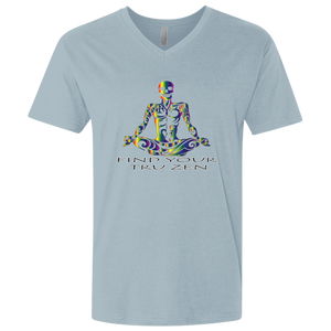 Find Your Tru Zen Rainbow Skully ~ Men's Premium Fitted SS V-Neck - Tru Zen Wear