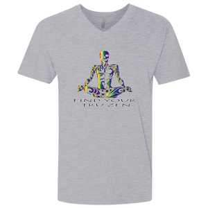 Find Your Tru Zen Rainbow Skully ~ Men's Premium Fitted SS V-Neck - Tru Zen Wear