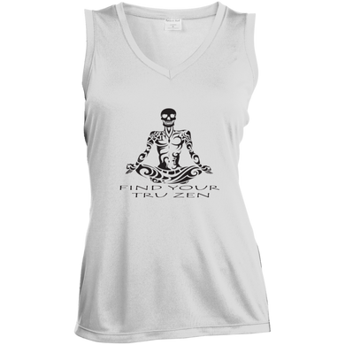 Find Your Tru Zen Skully ~ Ladies' Sleeveless Moisture Absorbing V-Neck - Tru Zen Wear