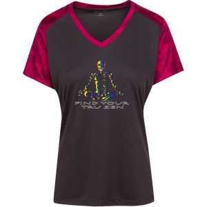 Find Your Tru Zen Rainbow Skully ~ Ladies' CamoHex Colorblock T-Shirt - Tru Zen Wear