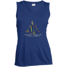 Load image into Gallery viewer, Find Your Tru Zen Rainbow Skully ~ Ladies&#39; Sleeveless Moisture Absorbing V-Neck - Tru Zen Wear