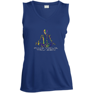 Find Your Tru Zen Rainbow Skully ~ Ladies' Sleeveless Moisture Absorbing V-Neck - Tru Zen Wear