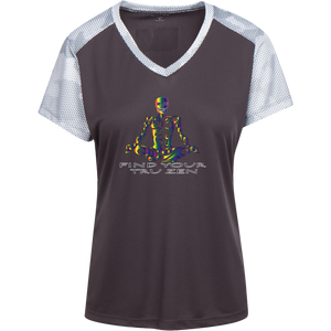 Find Your Tru Zen Rainbow Skully ~ Ladies' CamoHex Colorblock T-Shirt - Tru Zen Wear