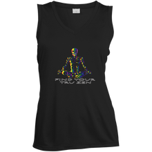 Load image into Gallery viewer, Find Your Tru Zen Rainbow Skully ~ Ladies&#39; Sleeveless Moisture Absorbing V-Neck - Tru Zen Wear