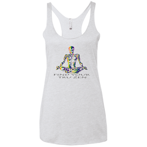 Find Your Tru Zen Rainbow Skully ~ Ladies' Triblend Racerback Tank - Tru Zen Wear