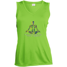 Load image into Gallery viewer, Find Your Tru Zen Rainbow Skully ~ Ladies&#39; Sleeveless Moisture Absorbing V-Neck - Tru Zen Wear