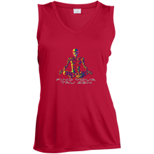 Load image into Gallery viewer, Find Your Tru Zen Rainbow Skully ~ Ladies&#39; Sleeveless Moisture Absorbing V-Neck - Tru Zen Wear