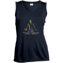 Load image into Gallery viewer, Find Your Tru Zen Rainbow Skully ~ Ladies&#39; Sleeveless Moisture Absorbing V-Neck - Tru Zen Wear