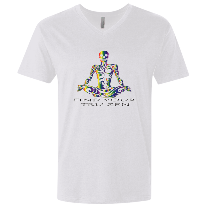 Find Your Tru Zen Rainbow Skully ~ Men's Premium Fitted SS V-Neck - Tru Zen Wear