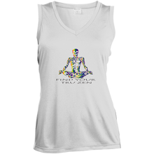 Load image into Gallery viewer, Find Your Tru Zen Rainbow Skully ~ Ladies&#39; Sleeveless Moisture Absorbing V-Neck - Tru Zen Wear