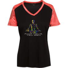 Load image into Gallery viewer, Find Your Tru Zen Rainbow Skully ~ Ladies&#39; CamoHex Colorblock T-Shirt - Tru Zen Wear