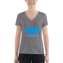 Load image into Gallery viewer, Tru Zen / Zen Life (Black/Blue) ~ Women&#39;s Fashion Deep V-neck Tee - Tru Zen Wear